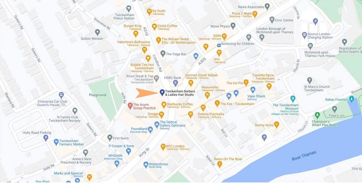 Map showing the salon location in Twickenham